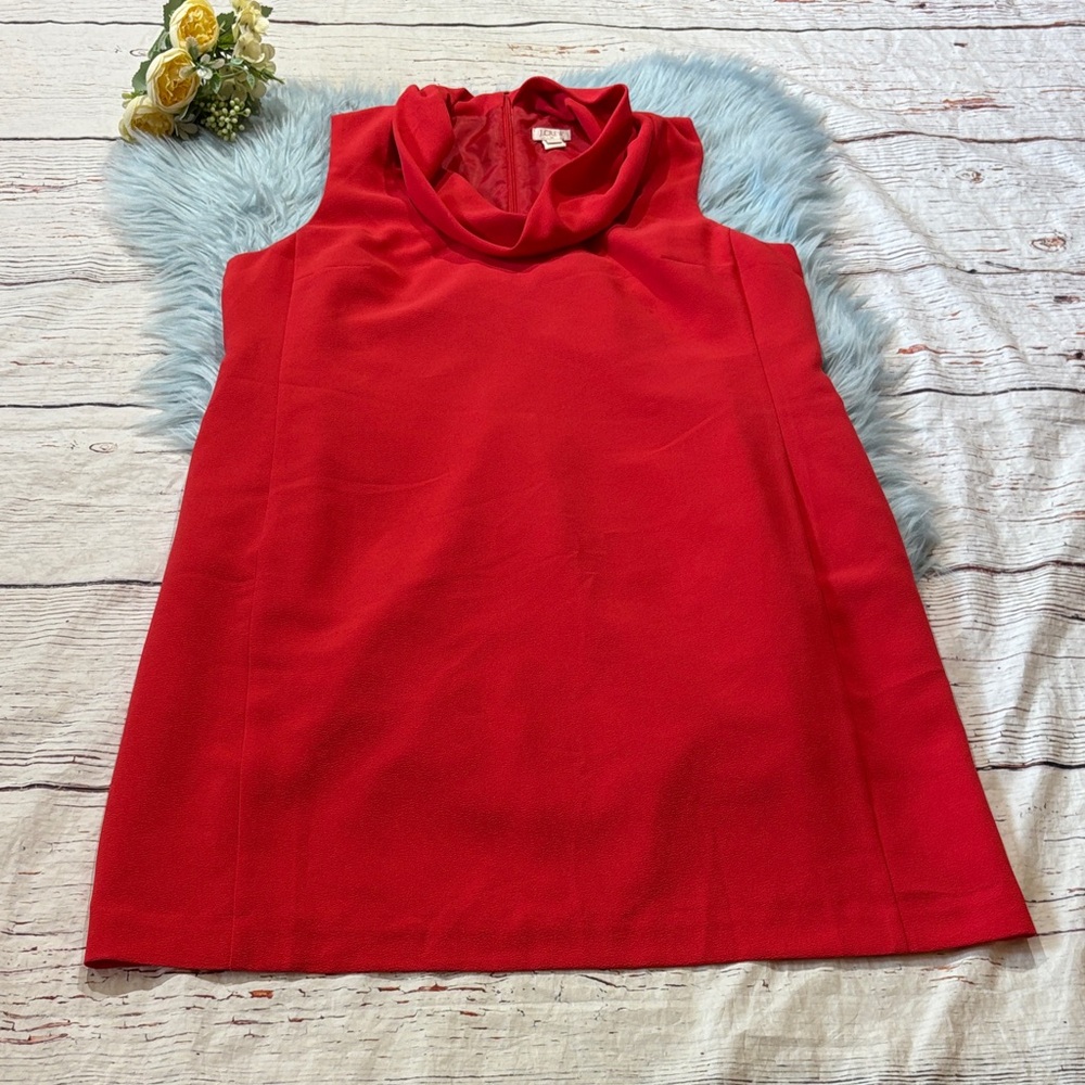 J. Crew Factory Red Sleeveless Cowlneck Dress sz L